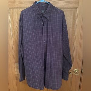 Purple plaid long sleeve dress shirt